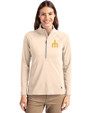 Seattle Mariners Cooperstown Cutter & Buck Adapt Eco Knit Stretch Recycled Womens Half Zip Pullover Wheat Front