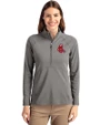 Boston Red Sox Cooperstown Cutter & Buck Adapt Recycled Soft Knit Stretch Womens Half Zip Pullover Elemental Grey Front