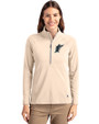 Miami Marlins Cooperstown Cutter & Buck Adapt Recycled Soft Knit Stretch Womens Half Zip Pullover Wheat Front