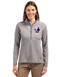 Montreal Expos Cooperstown Cutter & Buck Adapt Eco Knit Stretch Recycled Womens Half Zip Pullover Polished Medium Gray Front