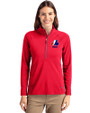 Montreal Expos Cooperstown Cutter & Buck Adapt Eco Knit Stretch Recycled Womens Half Zip Pullover Red Front