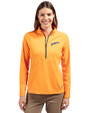 San Diego Padres Cooperstown Cutter & Buck Adapt Eco Knit Stretch Recycled Womens Half Zip Pullover Orange Burst Front