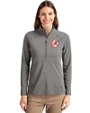 New York Yankees Cooperstown Cutter & Buck Adapt Eco Knit Stretch Recycled Womens Half Zip Pullover Elemental Grey Front