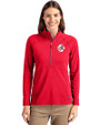 New York Yankees Cooperstown Cutter & Buck Adapt Eco Knit Stretch Recycled Womens Half Zip Pullover Red Front