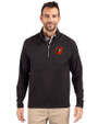 Baltimore Orioles Cooperstown Cutter & Buck Adapt Eco Knit Hybrid Recycled Mens Quarter Zip Black Front