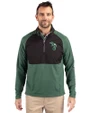 Athletics Cooperstown Cutter & Buck Adapt Eco Knit Hybrid Recycled Mens Quarter Zip Hunter/Black Front