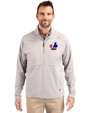 Montreal Expos Cooperstown Cutter & Buck Adapt Eco Knit Hybrid Recycled Mens Quarter Zip Polished Medium Gray Front