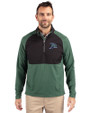 Tampa Bay Rays Cooperstown Cutter & Buck Adapt Eco Knit Hybrid Recycled Mens Quarter Zip Hunter/Black Front