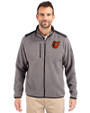 Baltimore Orioles Cooperstown Cutter & Buck Cascade Eco Fleece Mens Full Zip Jacket Elemental Grey/Black Front