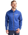 Kansas City Royals Cooperstown Cutter & Buck Adapt Eco Knit Hybrid Recycled Mens Big & Tall Full Zip Jacket Tour Blue Front