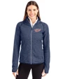 Minnesota Twins Cooperstown Cutter & Buck Mainsail Sweater-Knit Womens Full Zip Jacket Liberty Navy Heather Front