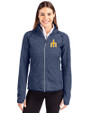 Seattle Mariners Cooperstown Cutter & Buck Mainsail Sweater-Knit Womens Full Zip Jacket Liberty Navy Heather Front