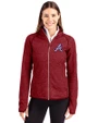 Atlanta Braves Cooperstown Cutter & Buck Mainsail Sweater-Knit Womens Full Zip Jacket Cardinal Red Heather Front