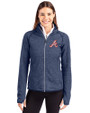 Atlanta Braves Cooperstown Cutter & Buck Mainsail Sweater-Knit Womens Full Zip Jacket Liberty Navy Heather Front