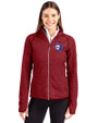 Texas Rangers Cooperstown Cutter & Buck Mainsail Sweater-Knit Womens Full Zip Jacket Cardinal Red Heather Front