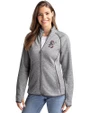 Cincinnati Reds Cooperstown Cutter & Buck Mainsail Sweater-Knit Womens Full Zip Jacket Polished Heather Front