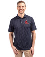 Boston Red Sox Cooperstown Cutter & Buck Virtue Eco Pique Tile Print Recycled Mens Big & Tall Polo Navy Blue Front
