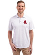 Boston Red Sox Cooperstown Cutter & Buck Virtue Eco Pique Tile Print Recycled Mens Big & Tall Polo White Front