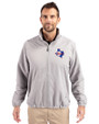 Texas Rangers Cooperstown Cutter & Buck Charter Eco Knit Recycled Big & Tall Full-Zip Jacket Polished Medium Gray Front