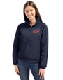 Detroit Tigers Cooperstown Cutter & Buck Charter Eco Recycled Womens Full-Zip Jacket Navy Blue Front