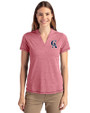 Los Angeles Angels Cooperstown Cutter & Buck Forge Recycled Four-Way Stretch Heathered Womens Blade Top Cardinal Red Heather Front