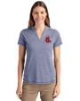 Boston Red Sox Cooperstown Cutter & Buck Forge Eco Heathered Stretch Womens Blade Top Indigo Heather Front
