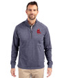 Boston Red Sox Cooperstown Cutter & Buck Adapt Eco Knit Heather Mens Big & Tall Quarter Zip Pullover Navy Blue Heather Front