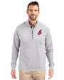 Cleveland Indians Cooperstown Cutter & Buck Adapt Eco Knit Heather Mens Big & Tall Quarter Zip Pullover Polished Heather Front