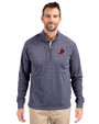 St. Louis Cardinals Cooperstown Cutter & Buck Adapt Eco Knit Heather Mens Big & Tall Quarter Zip Pullover Navy Blue Heather Front