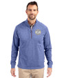 Milwaukee Brewers Cooperstown Cutter & Buck Adapt Eco Knit Heather Mens Big & Tall Quarter Zip Pullover Tour Blue Heather Front
