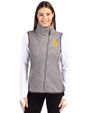 Seattle Mariners Cooperstown Cutter & Buck Mainsail Sweater Knit Womens Asymmetrical Vest Polished Heather Front