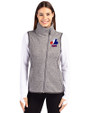 Montreal Expos Cooperstown Cutter & Buck Mainsail Sweater Knit Womens Asymmetrical Vest Polished Heather Front