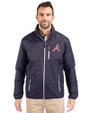 Atlanta Braves Cooperstown Cutter & Buck Rainier PrimaLoft® Mens Eco Insulated Full Zip Puffer Jacket Dark Navy/Silver Front