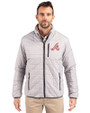 Atlanta Braves Cooperstown Cutter & Buck Rainier PrimaLoft® Mens Eco Insulated Full Zip Puffer Jacket Polished Medium Gray Front