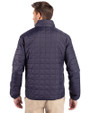 Detroit Tigers Cooperstown Cutter & Buck Rainier PrimaLoft® Mens Eco Insulated Full Zip Puffer Jacket Dark Navy/Silver Back