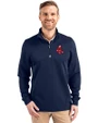 Boston Red Sox Cooperstown Cutter & Buck Traverse Stretch Eco Quarter Zip Mens Big and Tall Pullover Liberty Navy Front