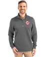 New York Yankees Cooperstown Cutter & Buck Traverse Stretch Eco Quarter Zip Mens Big and Tall Pullover Elemental Grey Front