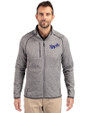 Kansas City Royals Cooperstown Cutter & Buck Mainsail Sweater-Knit Mens Big and Tall Full Zip Jacket Polished Heather Front