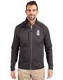 Chicago Cubs Cooperstown Cutter & Buck Mainsail Sweater-Knit Mens Big and Tall Full Zip Jacket Charcoal Heather Front