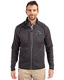 Tampa Bay Rays Cooperstown Cutter & Buck Mainsail Sweater-Knit Mens Big and Tall Full Zip Jacket Charcoal Heather Front