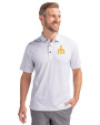 Seattle Mariners Cooperstown Cutter & Buck Pike Double Dot Print Stretch Mens Polo Charcoal Front