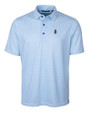 Chicago Cubs Cooperstown Cutter & Buck Pike Double Dot Print Stretch Mens Polo Tour Blue Mannequin