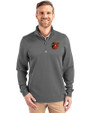 Baltimore Orioles Cooperstown Cutter & Buck Traverse Stretch Eco Quarter Zip Mens Pullover Elemental Grey Front