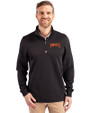 Pittsburgh Pirates Cooperstown Cutter & Buck Traverse Recycled Smooth Stretch Mens Quarter Zip Pullover Black Front