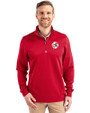 New York Yankees Cooperstown Cutter & Buck Traverse Recycled Smooth Stretch Mens Quarter Zip Pullover Red Front