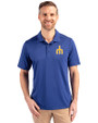 Seattle Mariners Cooperstown Cutter & Buck Prospect Eco Textured Stretch Recycled Mens Big & Tall Polo Tour Blue Front