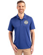 Milwaukee Brewers Cooperstown Cutter & Buck Prospect Eco Textured Stretch Recycled Mens Big & Tall Polo Tour Blue Front