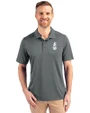 Chicago Cubs Cooperstown Cutter & Buck Prospect Eco Textured Stretch Recycled Mens Big & Tall Polo Elemental Grey Front