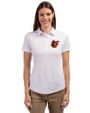 Baltimore Orioles Cooperstown Cutter & Buck Prospect Eco Textured Stretch Recycled Womens Short Sleeve Polo White Front