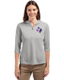 Texas Rangers Cooperstown Cutter & Buck Virtue Recycled Featherlight Pique Womens Half Zip Hooded Pullover Polished Medium Gray Front
